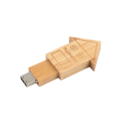 カスタムロゴ ハウス形 木製USBフラッシュドライブ ビジネスギフトのための天然木