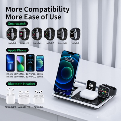 シルバー/グレーABSガラス3イン1 磁気折りたたみ可能な無線充電器 印刷ロゴと高速充電器