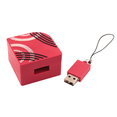 カスタム シリコン USB フラッシュドライブ フルカラープリント 直角形 128GB容量