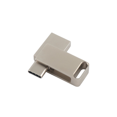 USB2.0とタイプCの彫刻と印刷ロゴを持つ防水銀金属USBフラッシュドライブ