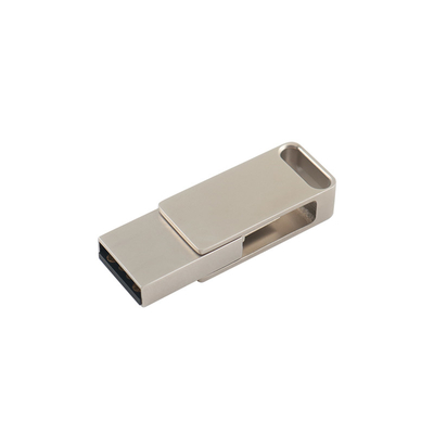 USB2.0とタイプCの彫刻と印刷ロゴを持つ防水銀金属USBフラッシュドライブ