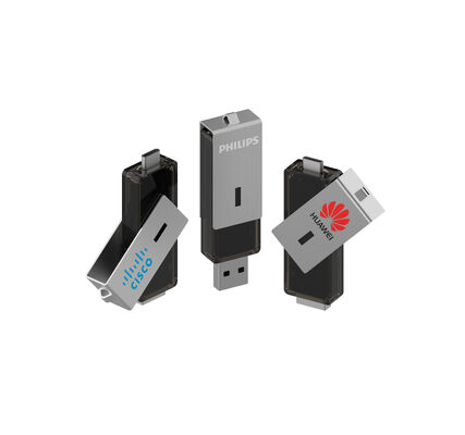 The USB Silver Clip Can Rotate 360 Degrees And The USB A And The TYPE C Both Can Be Extended Usb Flash Drive