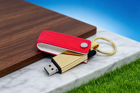 Mac OS 互換レザー USB フラッシュ ドライブ ブラック ストック カラー カスタム OEM スタイリッシュで耐久性のあるデザイン 企業ギフトに最適