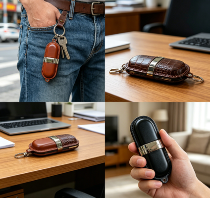 グレード A レザー USB メモリ レザー USB フラッシュ ドライブ エグゼクティブ向けグレード A チップとレザー外装を備えたフラッシュ ドライブ