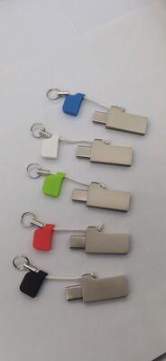 タイプ C USB フラッシュ ドライブ、USB A、小さなチェーンの金属カバー付き、レーザーとロゴの印刷が可能、高速 3.2 USB および 3.1 USB
