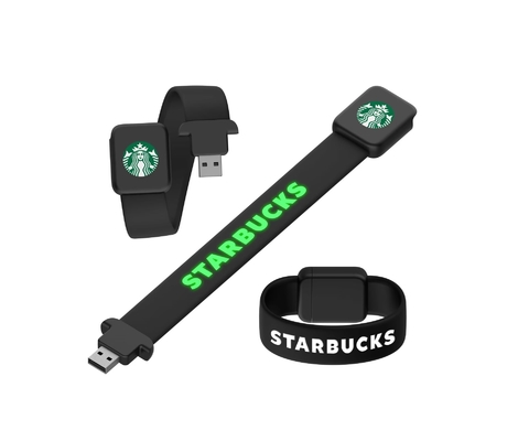 LED ライト レーザーのロゴが付いているコンピュータのシリコーン リストバンド Usb で読むとき光沢があります