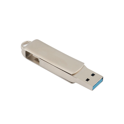 主穴が付いている銀製ボディ レーザーのロゴのタイプC USBは締縄およびキーホルダーを置くことができる