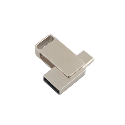 USB2.0とタイプCの彫刻と印刷ロゴを持つ防水銀金属USBフラッシュドライブ