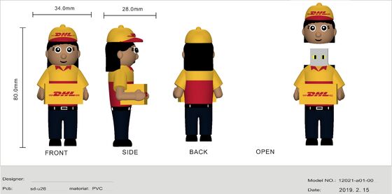 DHL配達員 女性 キャラクター USBフラッシュドライブ お客様デザイン