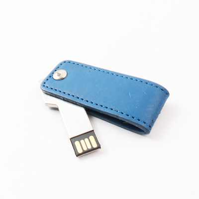 注文の浮彫りになるロゴPU革USBはドライブUSB 2.0の港点滅する