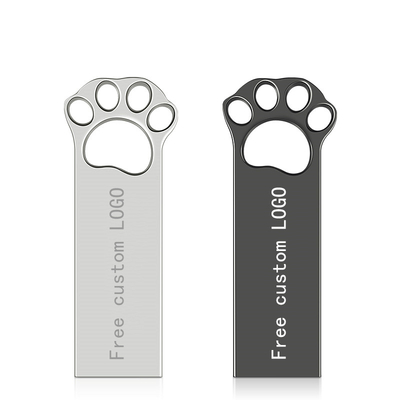 犬の足の形はUSB抜け目がないドライブ2.0 128GB 256GB 15MB/S速度に金属をかぶせる